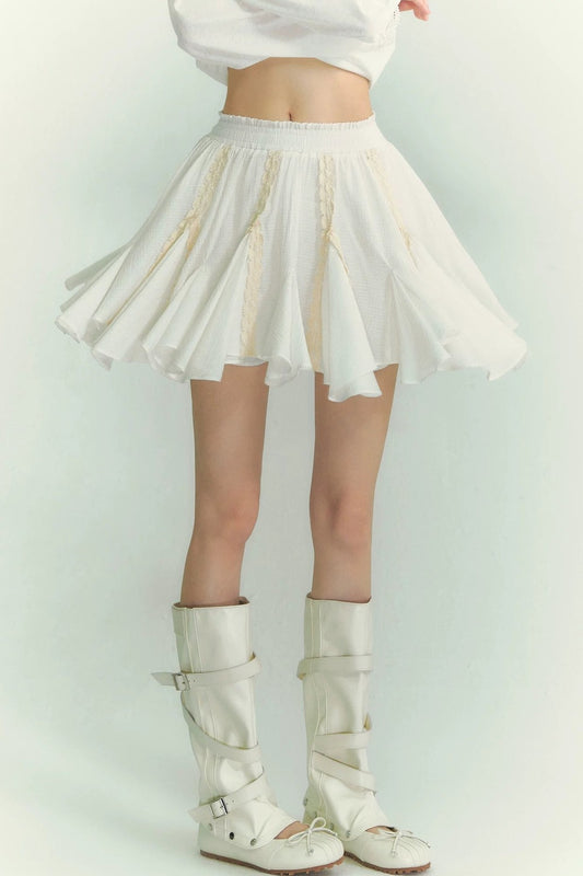 Lace Asymmetrical Leaf Hem Skirt