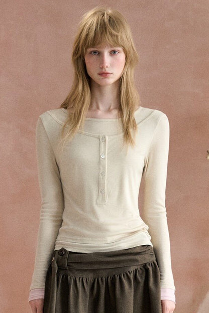 Layered-Look Long-Sleeved T-Shirt