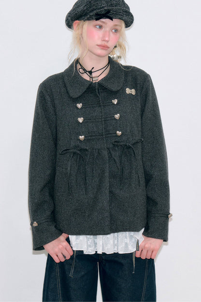 Doll Collar Bow Wool Coat