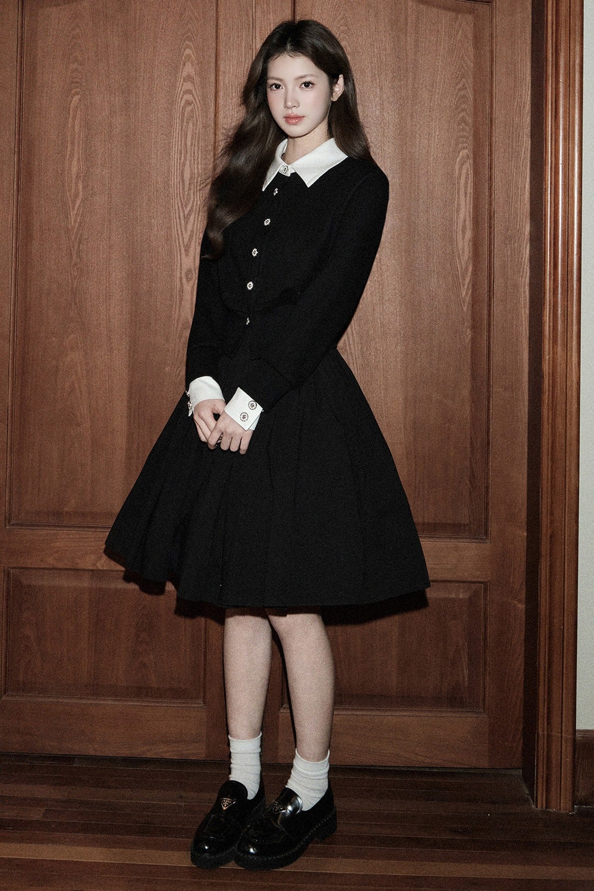 Layered-Look Lapel Knit Cardigan