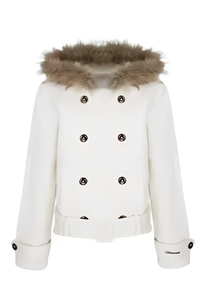 Brown Short Wool Coat and Pants Set-Up