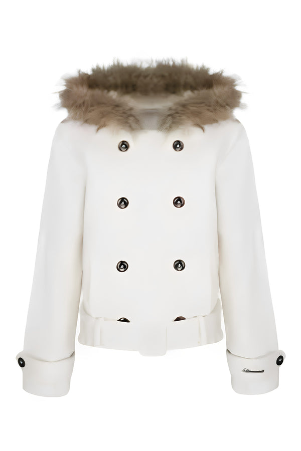 Brown Short Wool Coat and Pants Set-Up