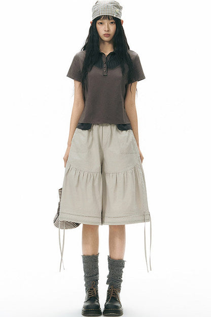 Patchwork Polo Knit Top