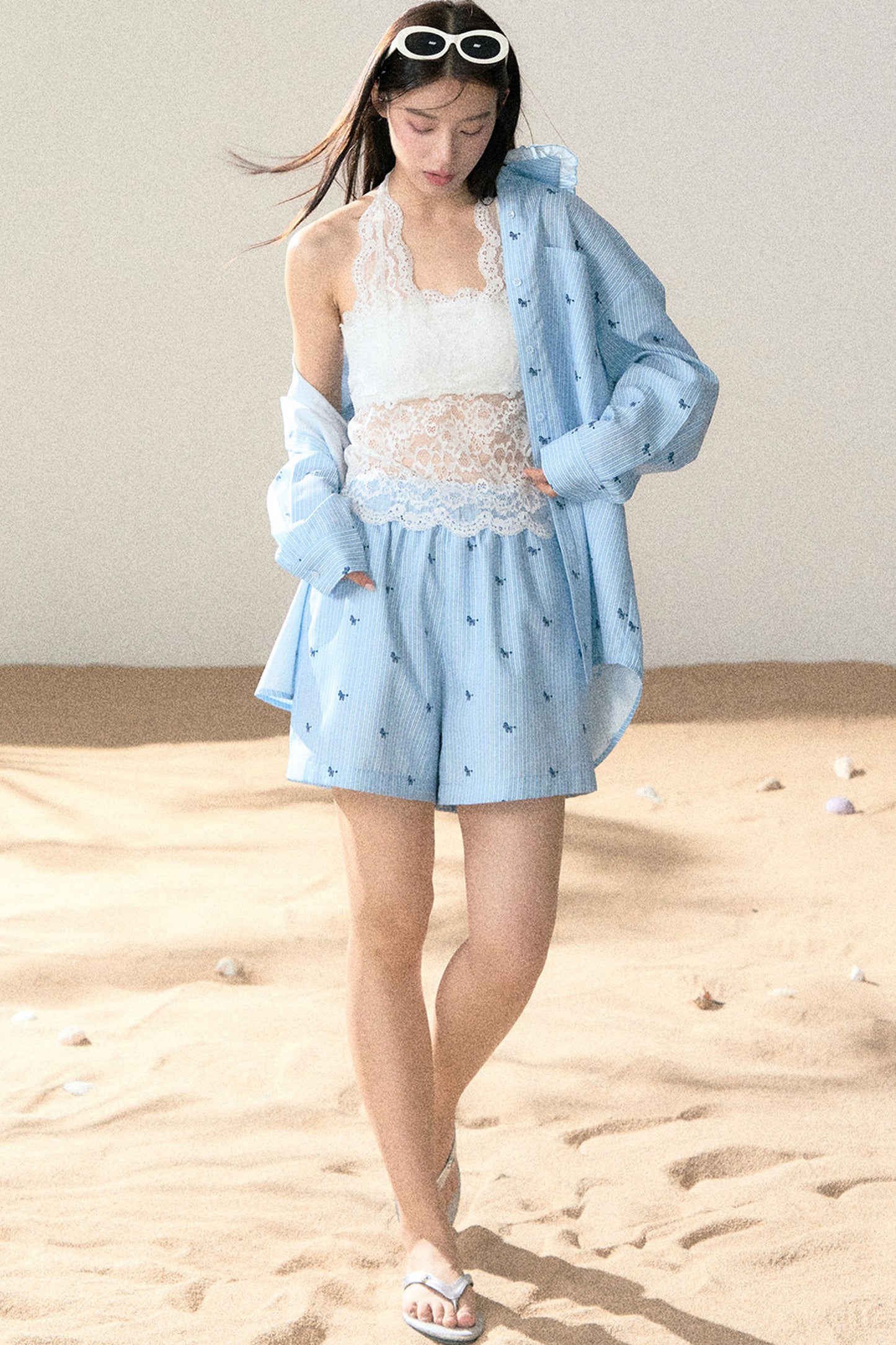 Embroidered Pony Shirt And Shorts Set-Up