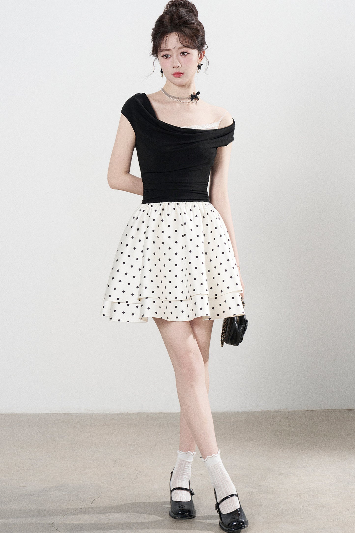 French Polka Dot A-Line Dress