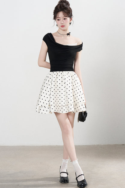 French Polka Dot A-Line Dress