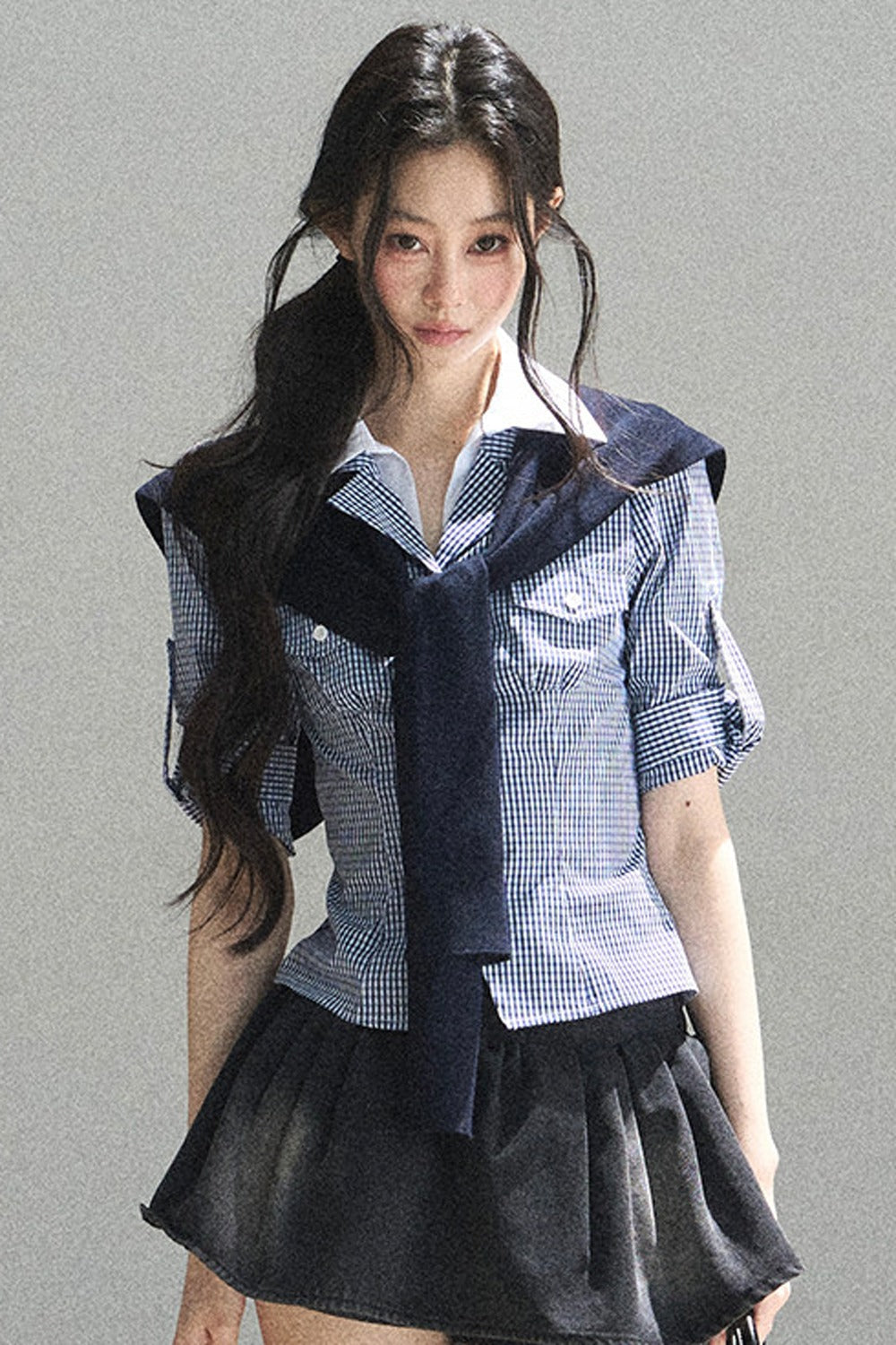 Plaid Blue Sky Shirt Set