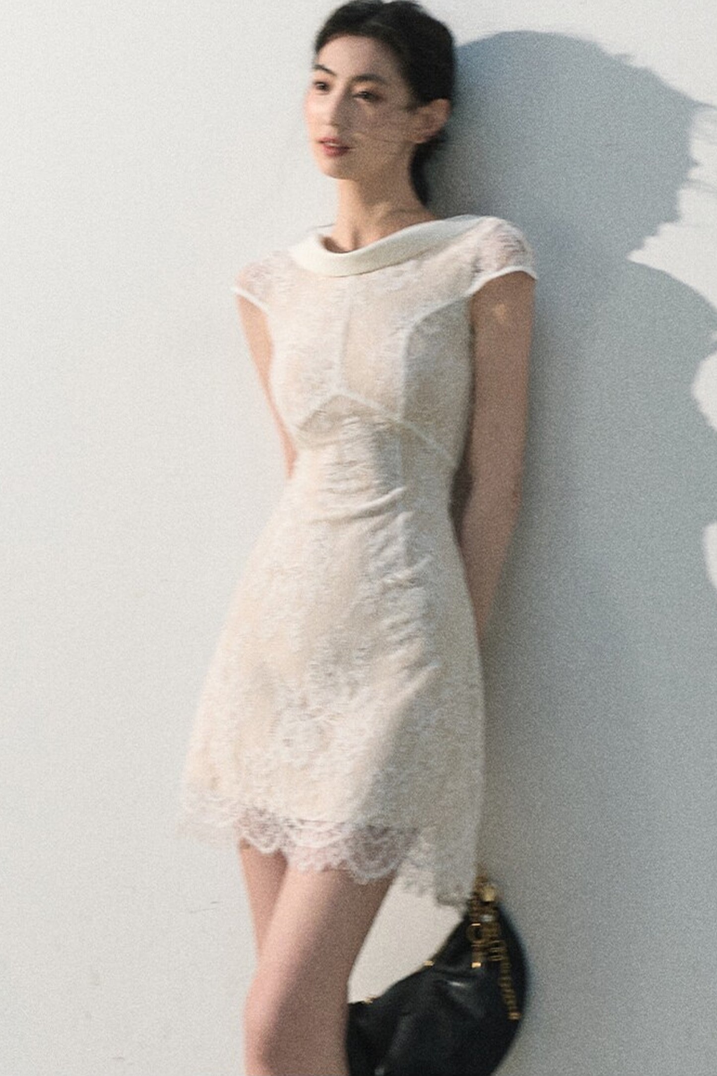 Abito jacquard in pizzo nuvola