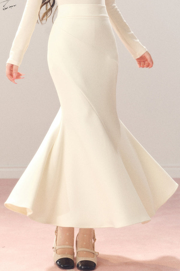 High-Waisted Elastic Fishtail Skirt