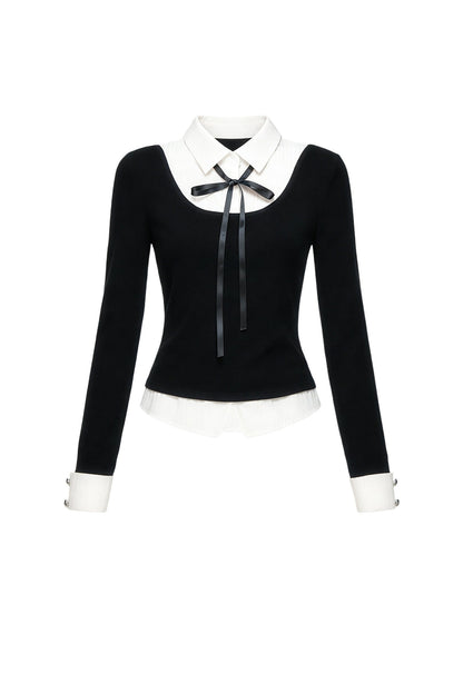 Slim Fit Color-Block T-Shirt and Skirt Set-Up