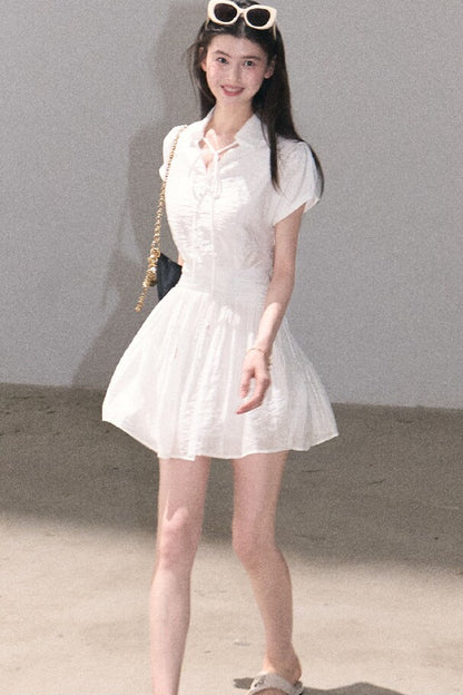 Lyocell Sheer Tie-Up Dress