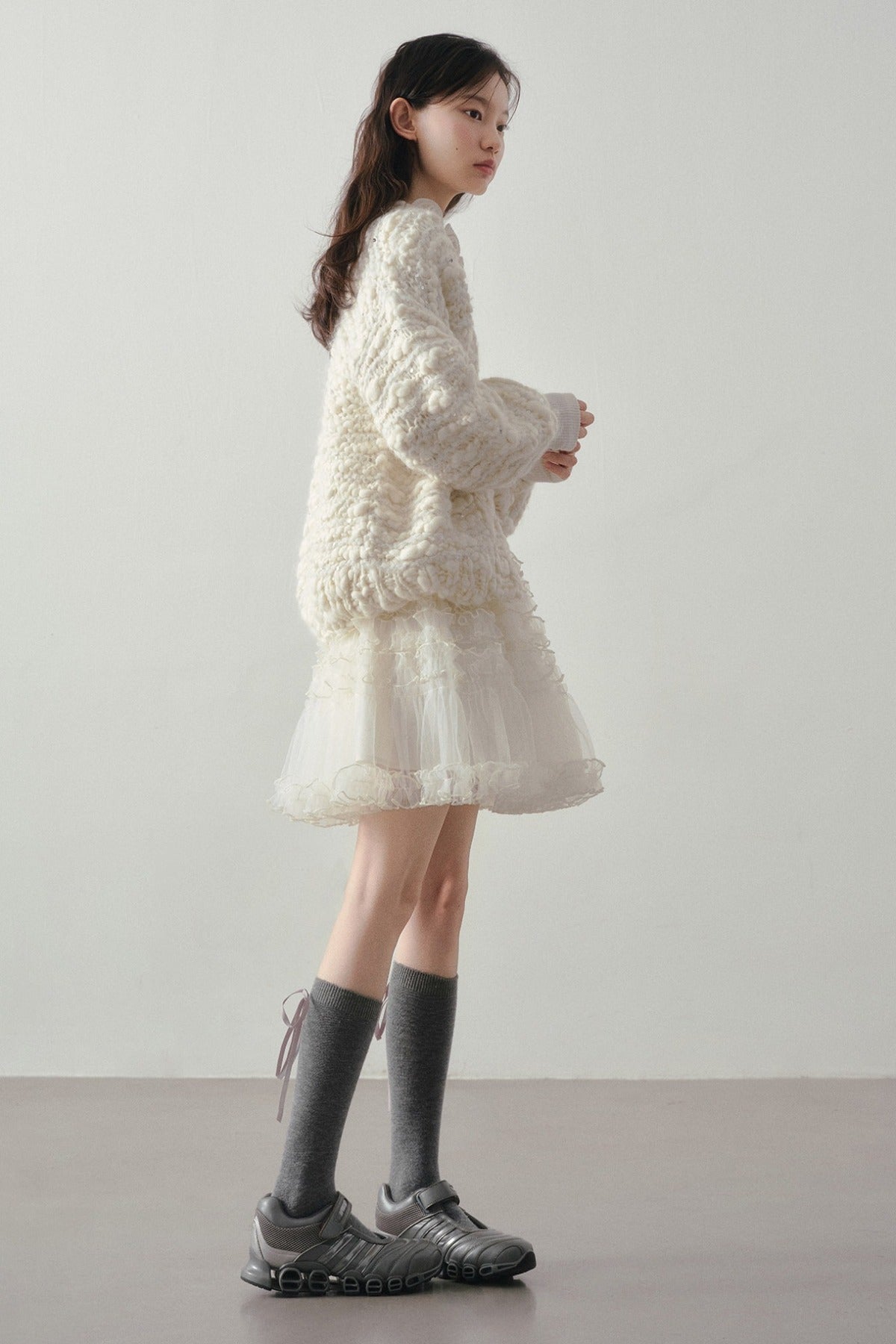 Chunky Knit Beige Cardigan