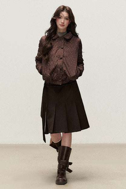 Wendbare Daunenjacke aus Cord mit Bubikragen