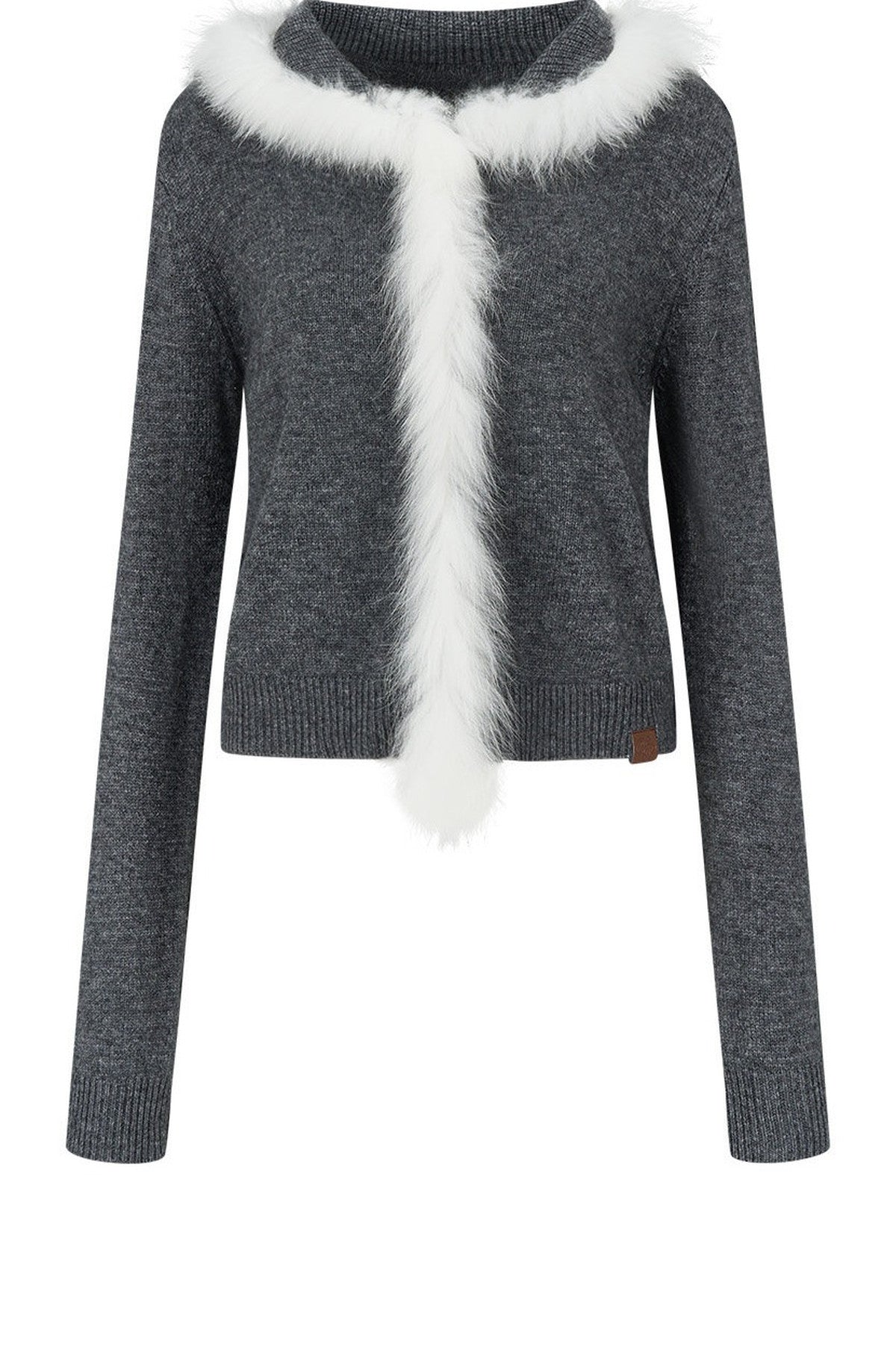 Fox Fur Trim Wool Cardigan