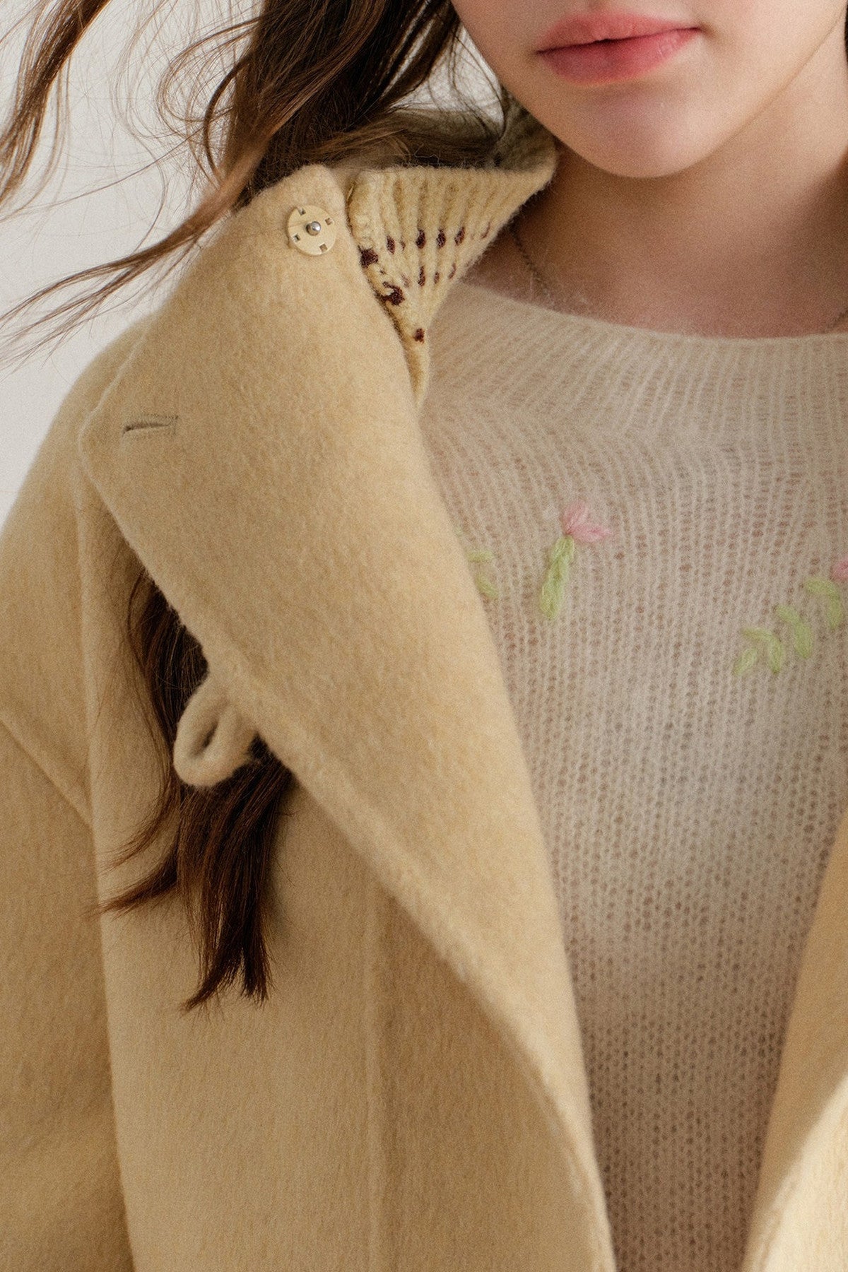 Hooded Horn Button Wool Coat