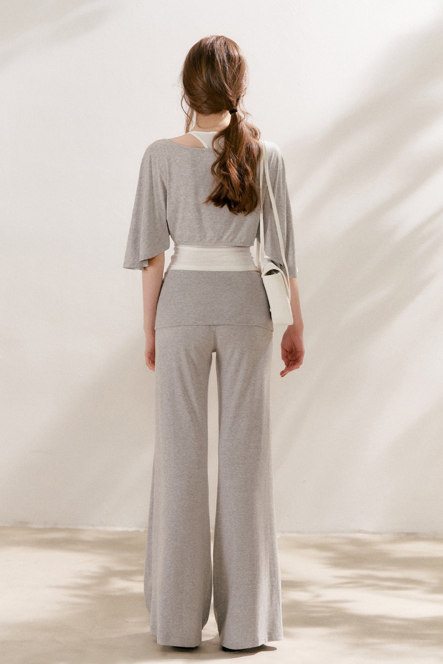 Wide Waist Straight Leg Knit Pants