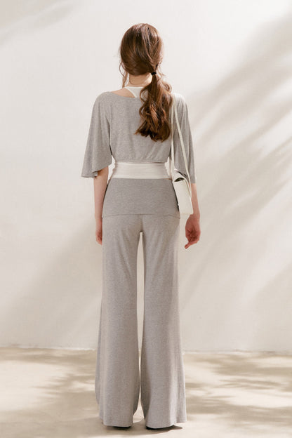 Wide Waist Straight Leg Knit Pants