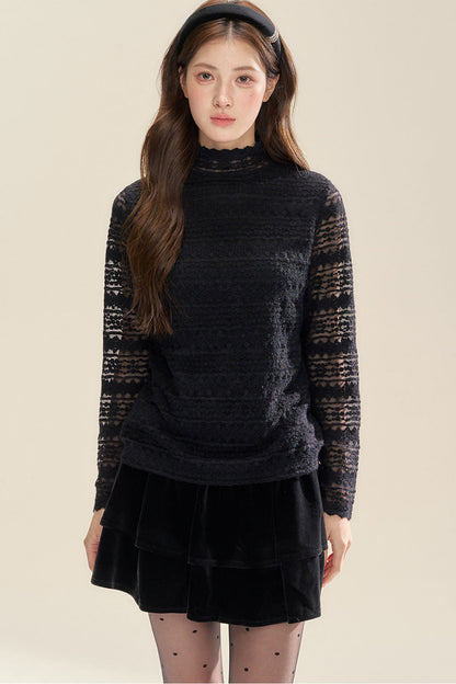 Lace High Neck Blouse