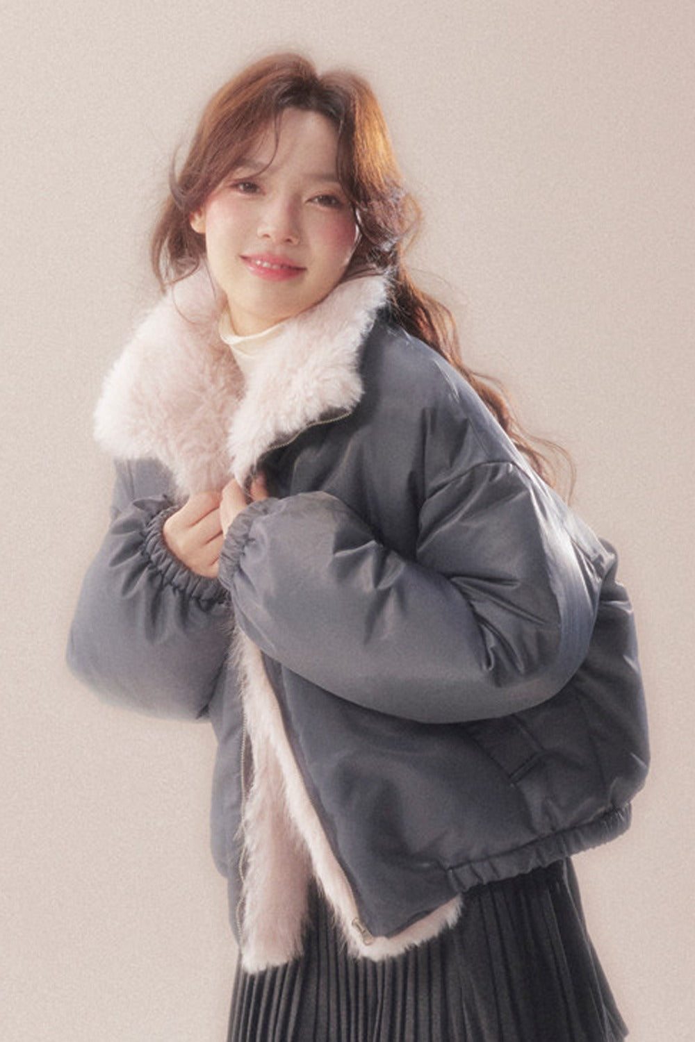 Patchwork Plush Down Jacket