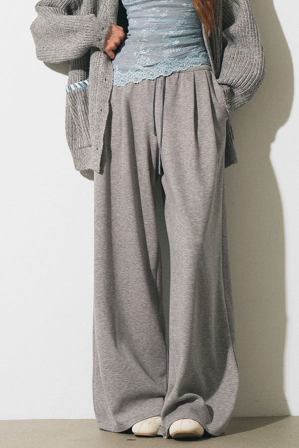 Lace Trim Vest, Knit Wide-Leg Pants and Jacket Set-Up
