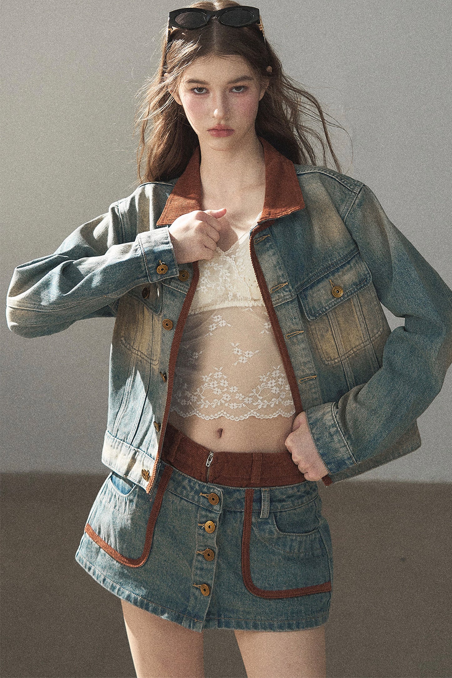 Denim Jacket & Skirt Suit Set-Up
