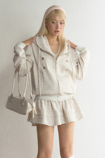 Floral Ruffle A-Line Skirt