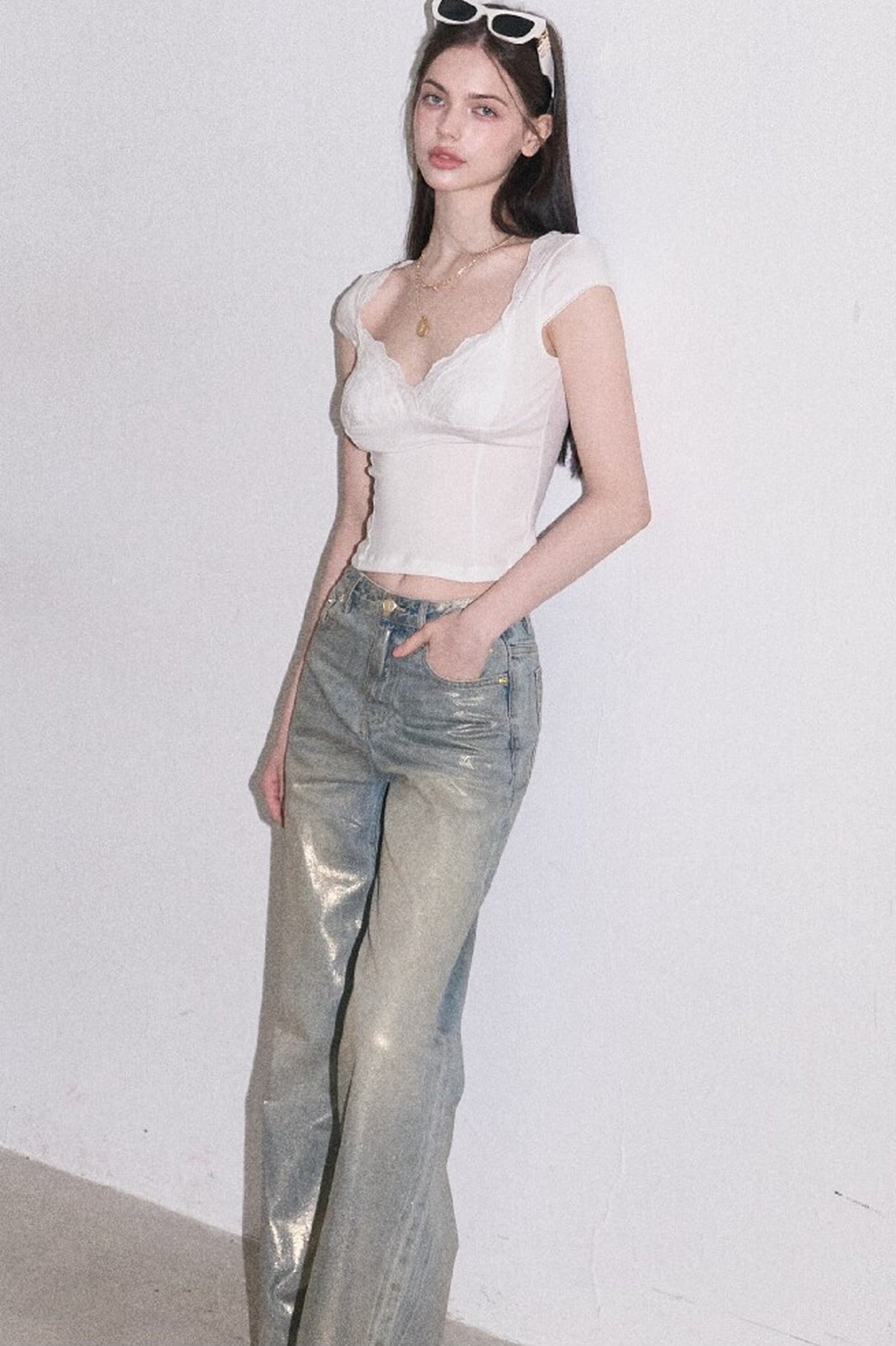 Retro Gradient Cotton Jeans
