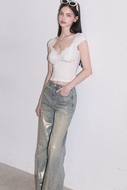 Retro Gradient Cotton Jeans