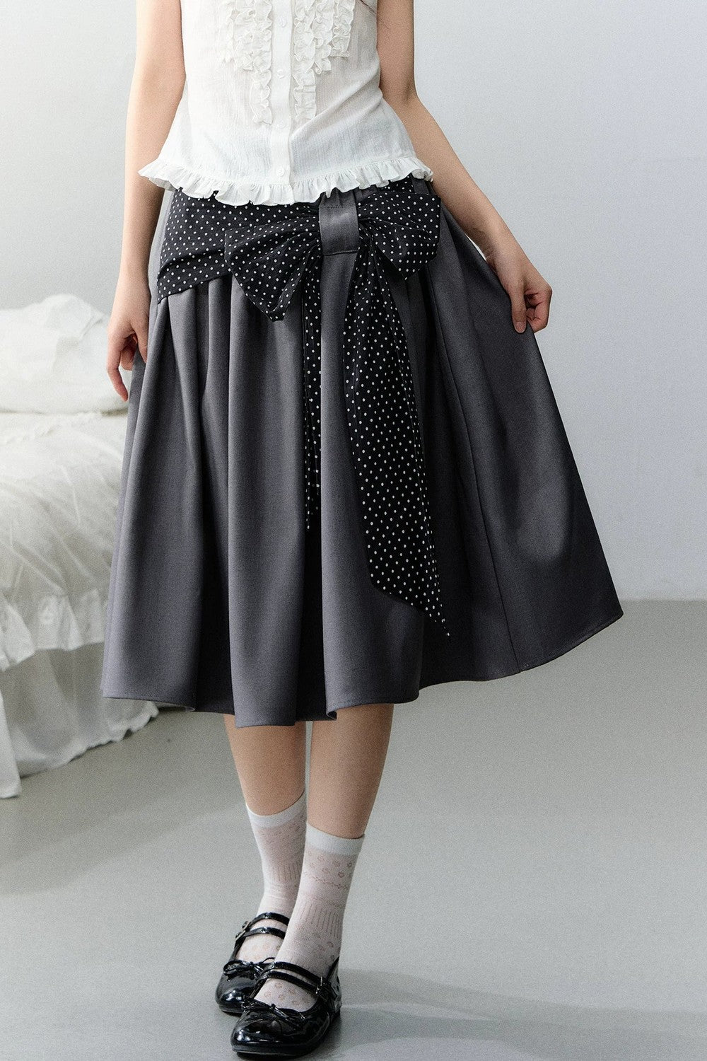 Polka Dot Retro Midi Skirt