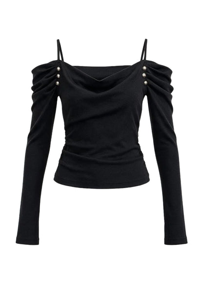 Off-Shoulder Layered-Look T-Shirt