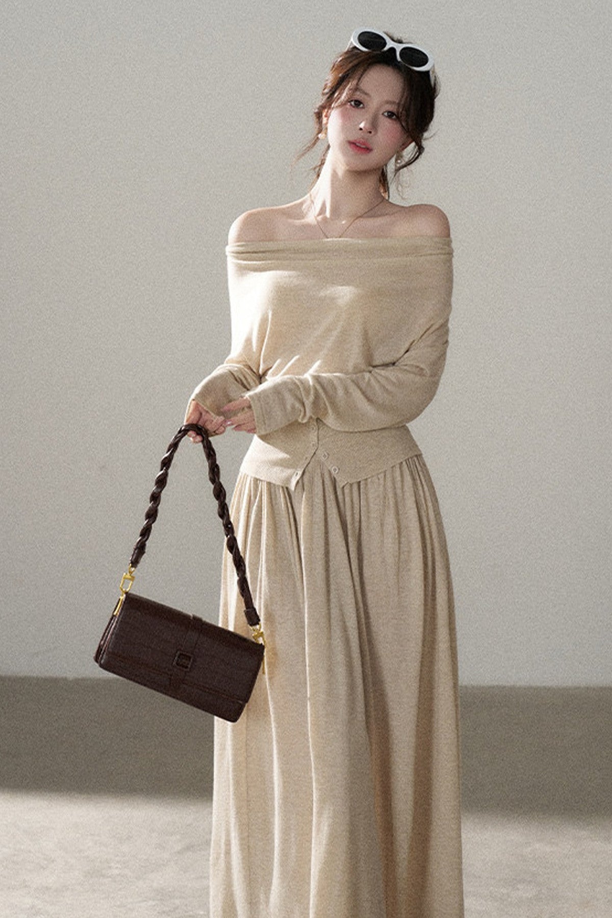 Long Sleeve Knit Top and Skirt Set