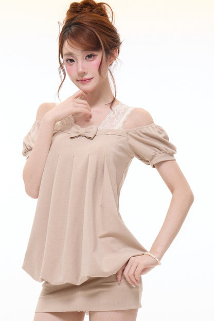 Bow Square-Neck Floral Dress Set-Up