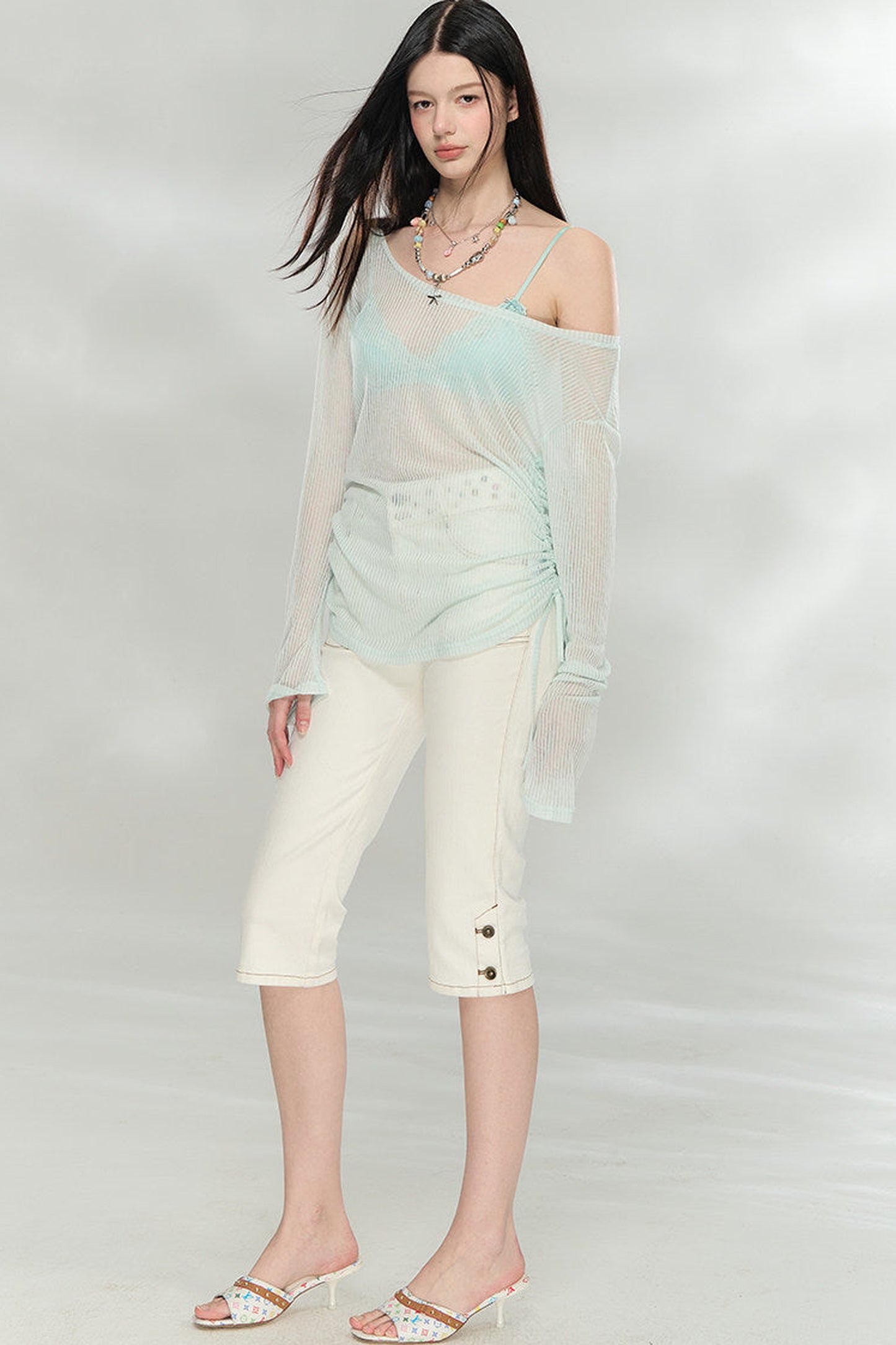 Transparent Colorful Knit Blouse