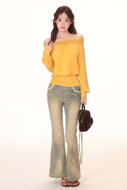 Vintage-Jeans in Blau mit hoher Taille
