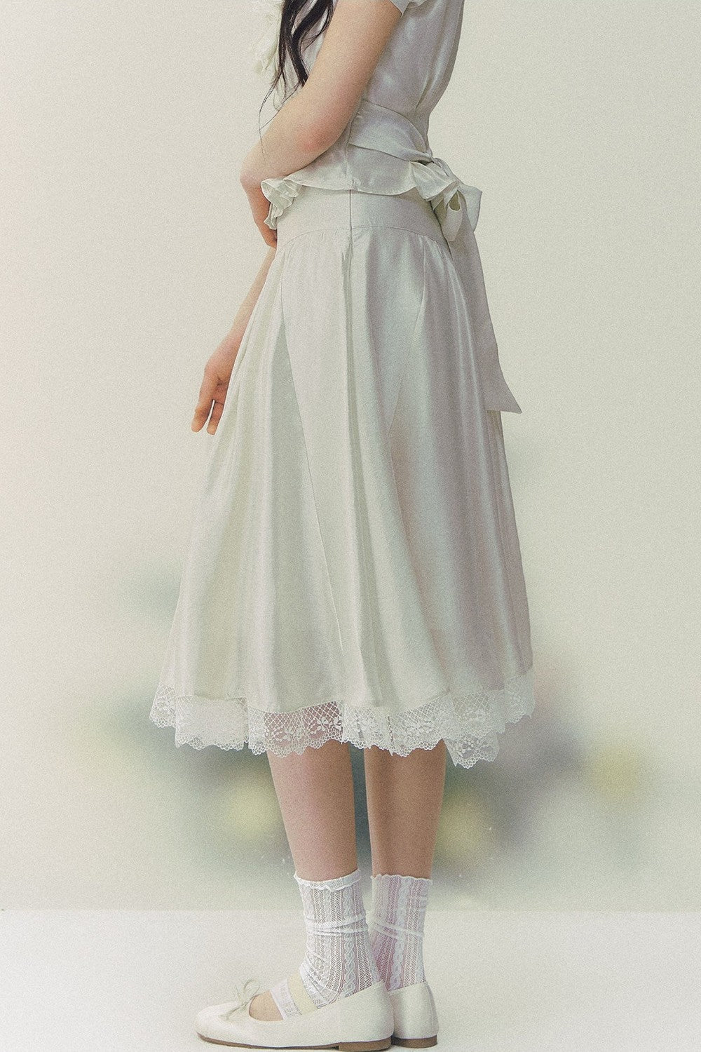 Pure White Tulip Shirt Skirt Set-Up