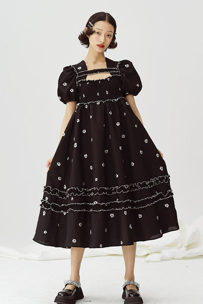 Floral Puff-Sleeve Dress