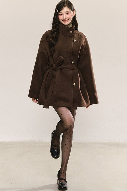 Retro Woolen Stand-Collar Coat