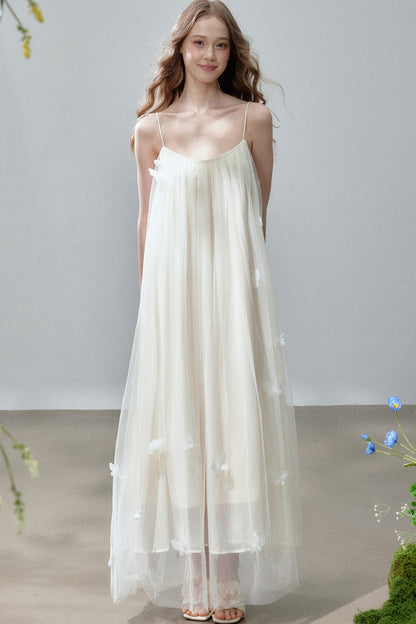 Butterfly Mesh Strap Long Dress