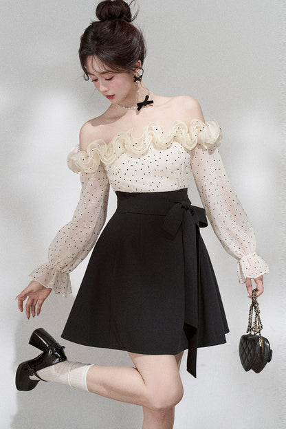 Ruffle Off-Shoulder Long Sleeve Dress