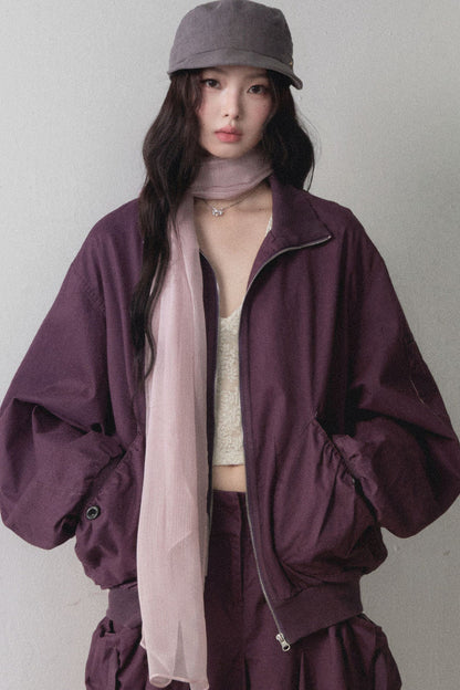 Loose Workwear Jacket and Pleated Skirt Set-Up