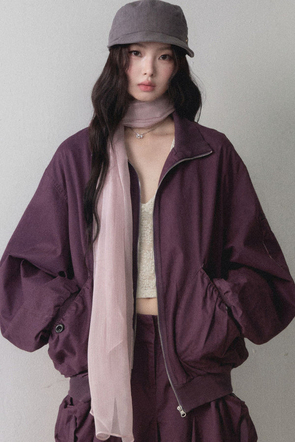 Loose Workwear Jacket and Pleated Skirt Set-Up
