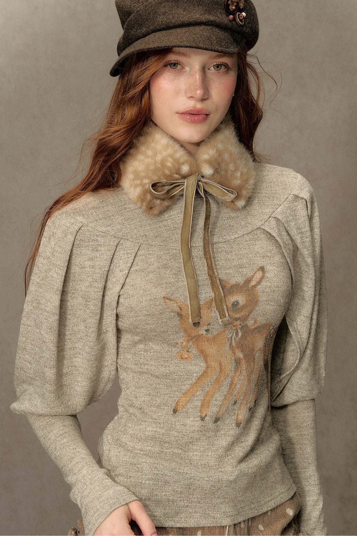 Little Deer Girl Printed Cape Blouse