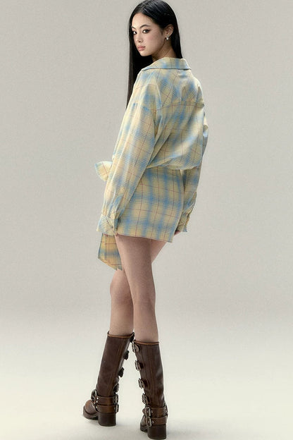 Lace-Up Bow Shirt Dress