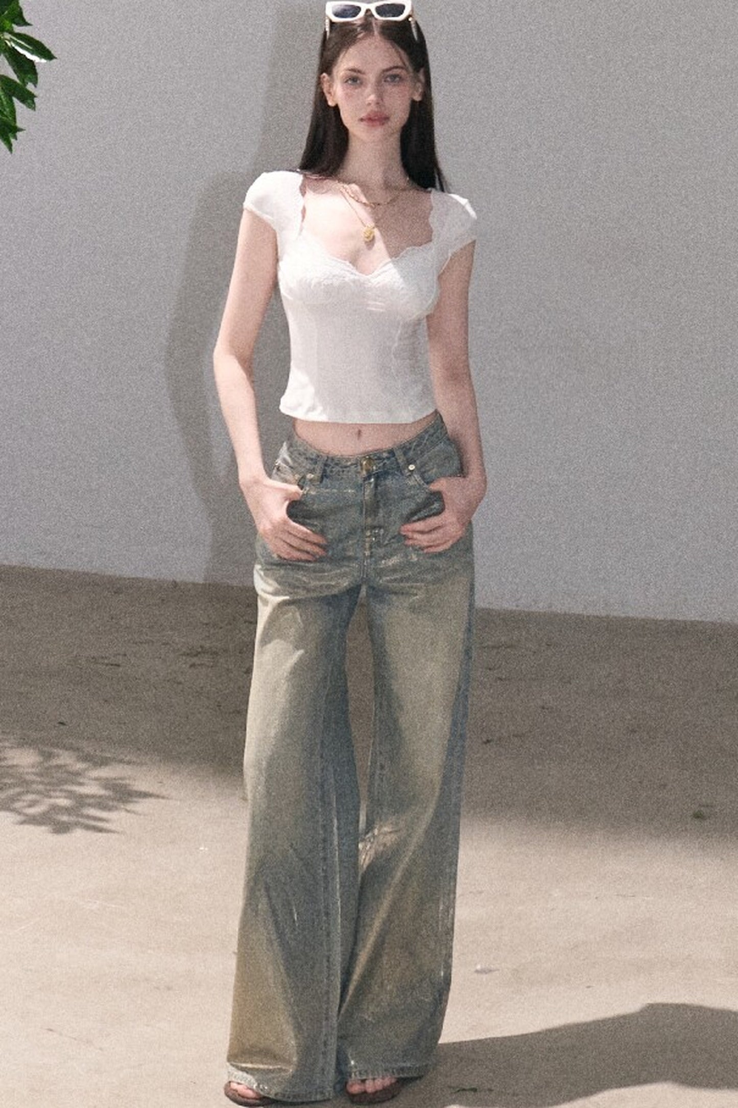Retro Gradient Cotton Jeans