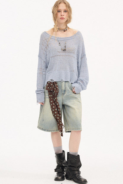Asymmetrical Knit Off-Shoulder Top Set