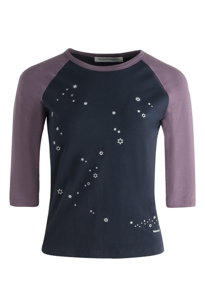 Color-Blocked Raglan Sleeve Knit Blouse
