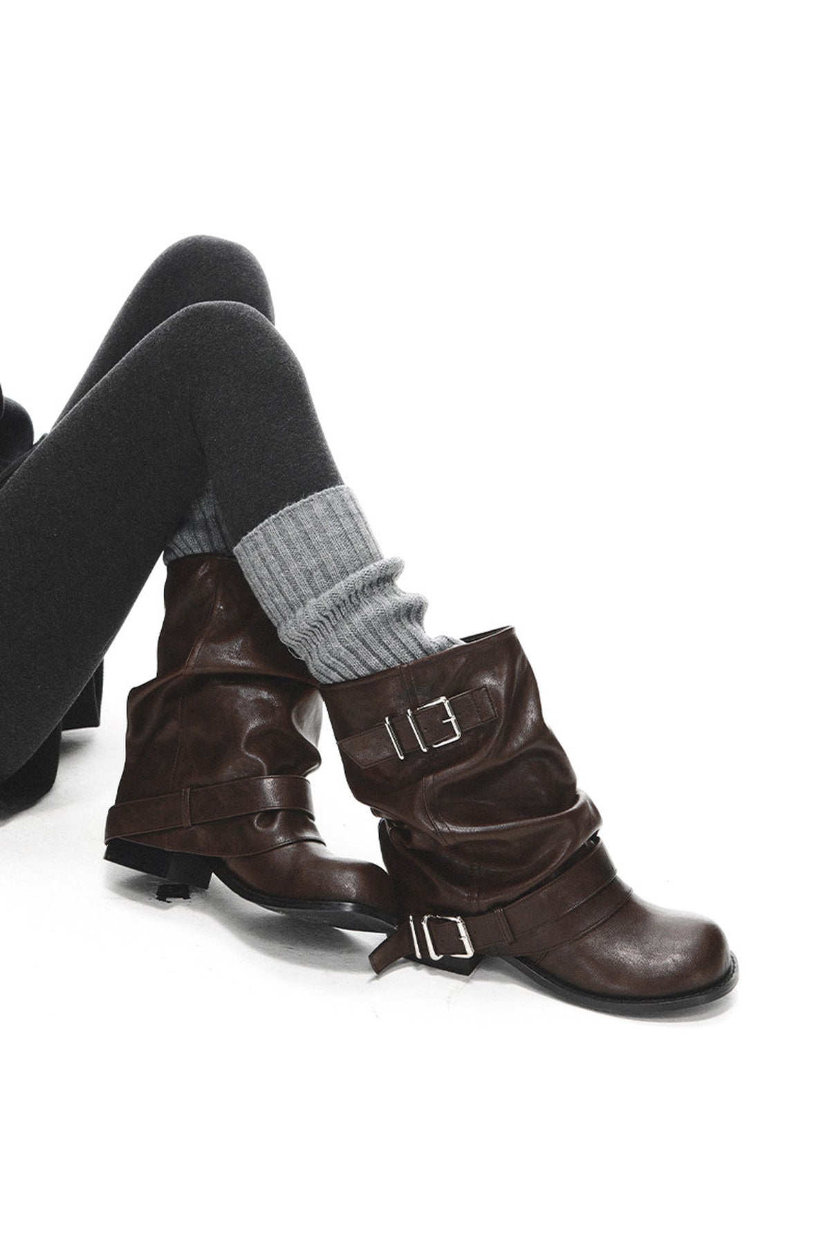 Western Stacked Buckle Boots