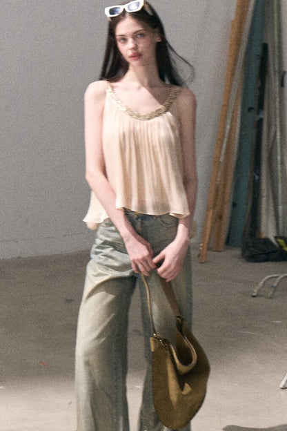 Gold Sequin Lace Top