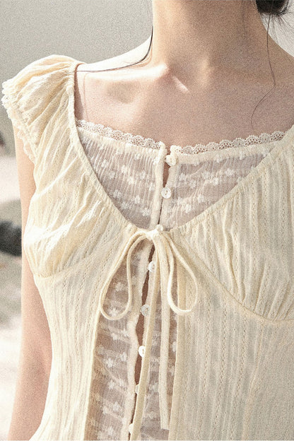 Soft Gauze Lace Blouse