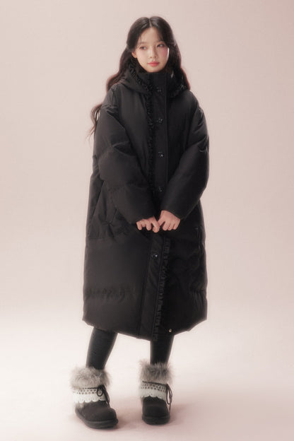 Cloud Pattern Quilted Long Down Jacket